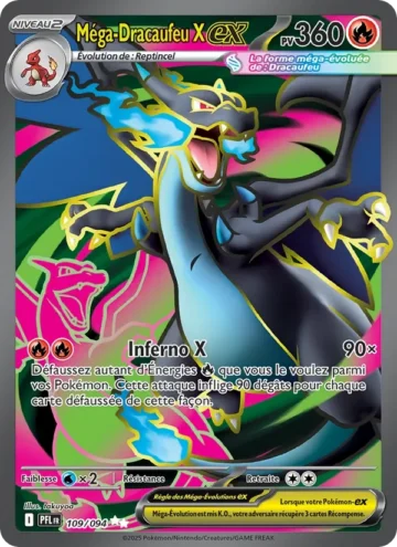 Carte Pokémon Méga-Dracaufeu X-ex 109/094, extension Flammes Fantasmagoriques