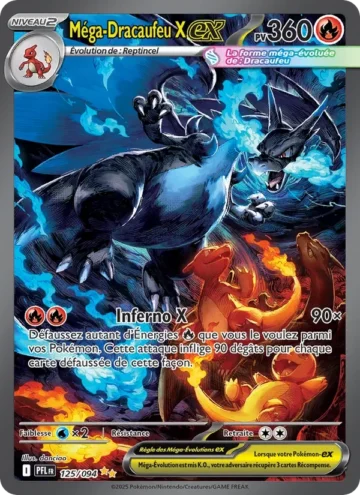 Carte Pokémon Méga-Dracaufeu X-ex 125/094, extension Flammes Fantasmagoriques