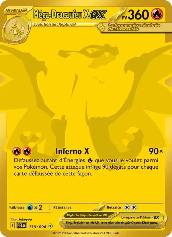 Carte Pokémon Méga-Dracaufeu X-ex 130/094 — Flammes Fantasmagoriques