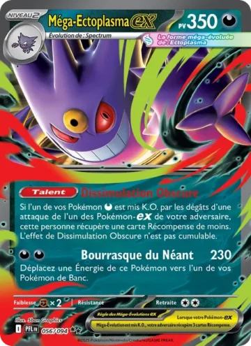 Carte Pokémon Méga-Ectoplasma-ex 056/094, extension Flammes Fantasmagoriques