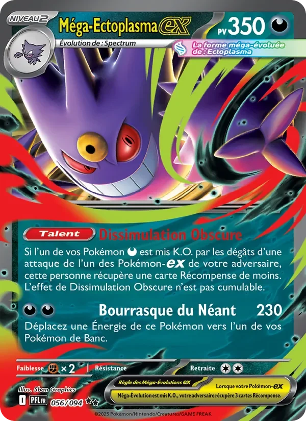 Carte Pokémon Méga-Ectoplasma-ex 056/094 — Flammes Fantasmagoriques