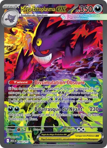 Carte Pokémon Méga-Ectoplasma-ex 284/217, extension Héros Transcendants