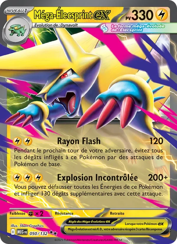 Carte Pokémon Méga-Élecsprint-ex 050/132 — Méga-Évolution