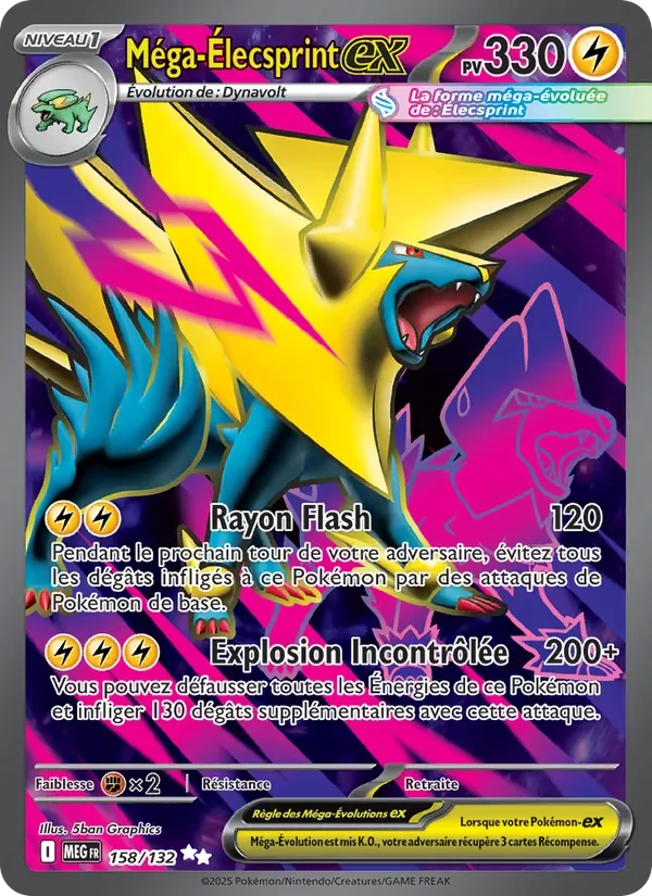 Carte Pokémon Méga-Élecsprint-ex 158/132 — Méga-Évolution