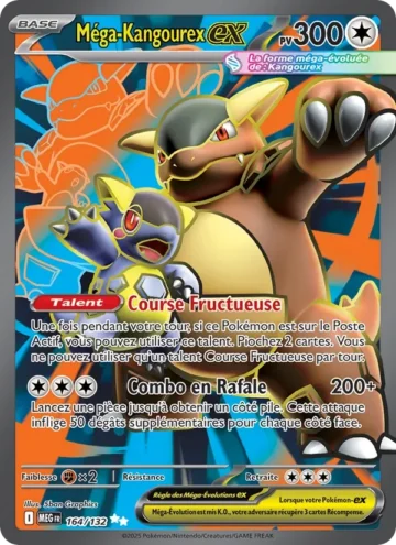Carte Pokémon Méga-Kangourex-ex 164/132, extension Méga-Évolution