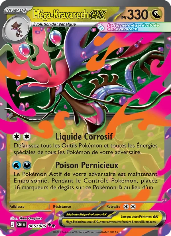 Carte Pokémon Méga-Kravarech-ex 065/122 — Chaos Ascendant