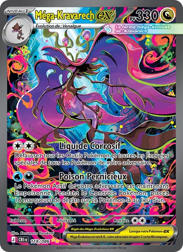 Carte Pokémon Méga-Kravarech-ex 118/122 — Chaos Ascendant