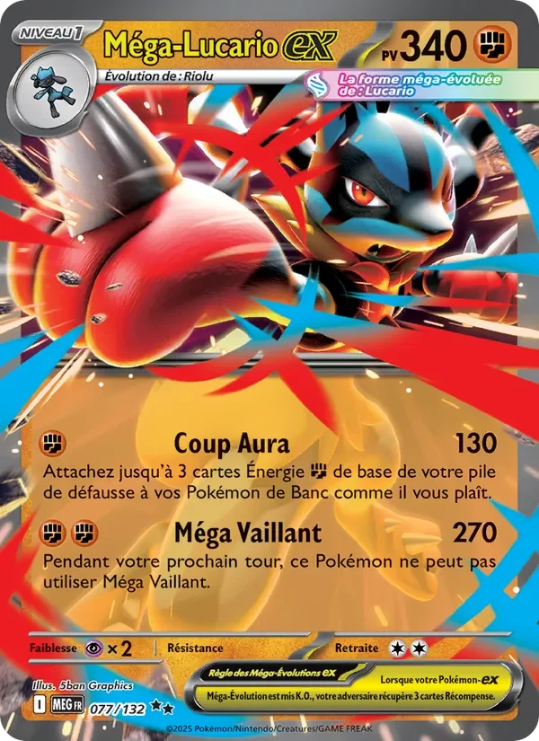 Carte Pokémon Méga-Lucario-ex 077/132 — Méga-Évolution