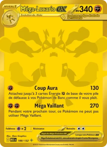 Carte Pokémon Méga-Lucario-ex 188/132, extension Méga-Évolution