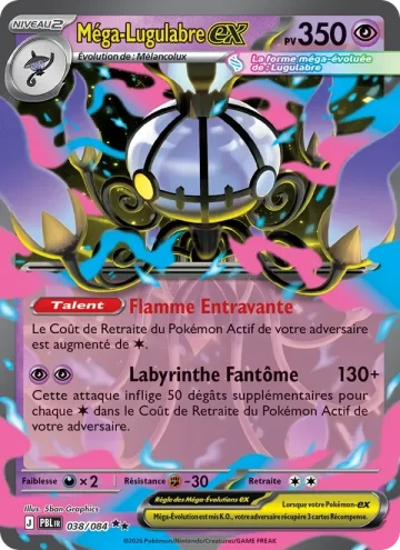 Carte Pokémon Méga-Lugulabre-ex 038/084, extension Nuit Noire