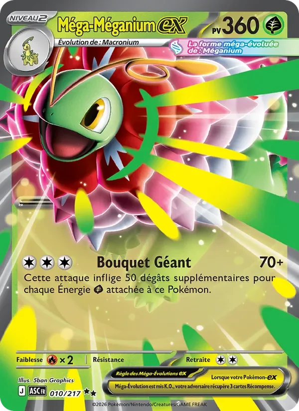 Carte Pokémon Méga-Méganium-ex 010/295 — Héros Transcendants
