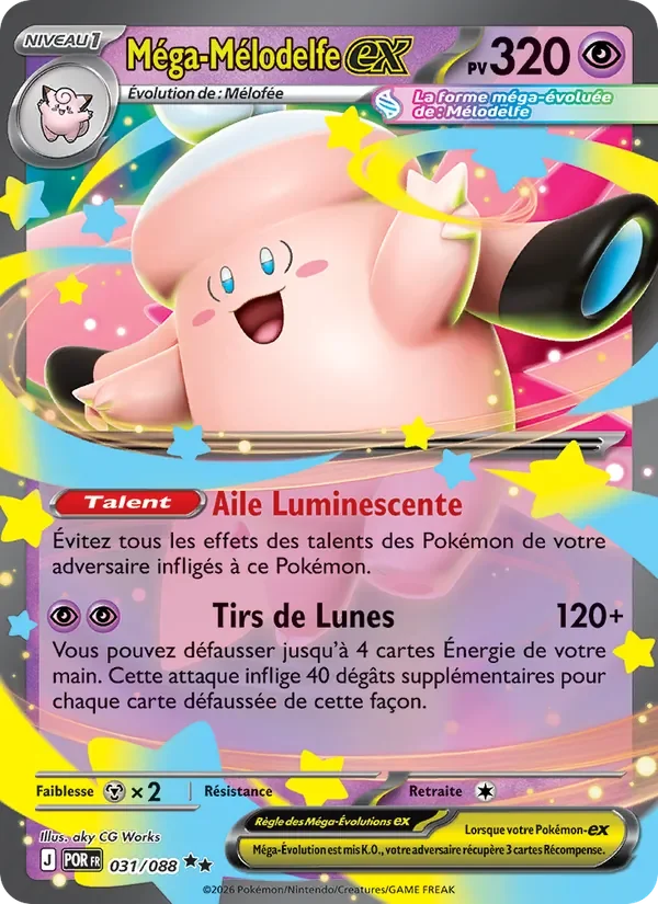 Carte Pokémon Méga-Mélodelfe-ex 031/124 — Équilibre Parfait