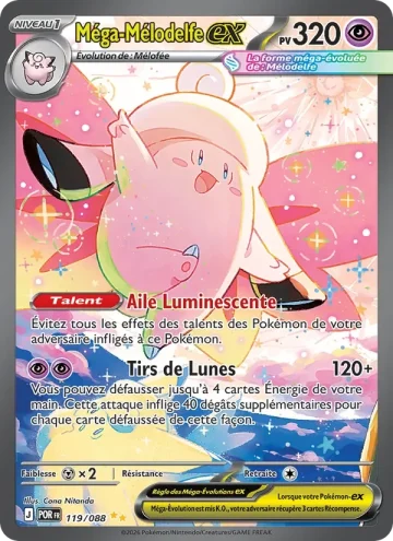 Carte Pokémon Méga-Mélodelfe-ex 119/088, extension Équilibre Parfait