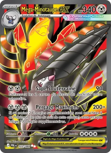 Carte Pokémon Méga-Minotaupe-ex 103/084, extension Nuit Noire