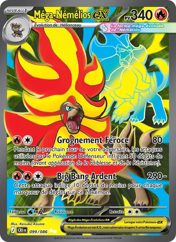 Carte Pokémon Méga-Némélios-ex 099/122 — Chaos Ascendant
