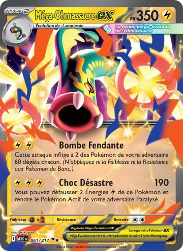 Carte Pokémon Méga-Ohmassacre-ex 061/217, extension Héros Transcendants