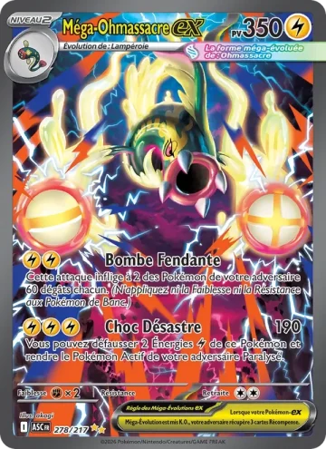 Carte Pokémon Méga-Ohmassacre-ex 278/217, extension Héros Transcendants