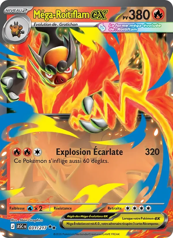 Carte Pokémon Méga-Roitiflam-ex 031/295 — Héros Transcendants
