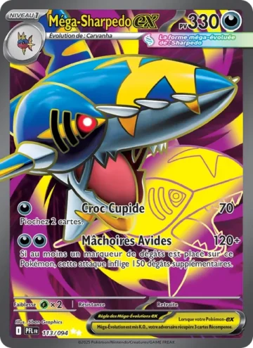 Carte Pokémon Méga-Sharpedo-ex 113/094, extension Flammes Fantasmagoriques