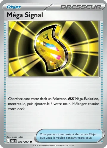 Carte Pokémon Méga Signal 193/217, extension Héros Transcendants