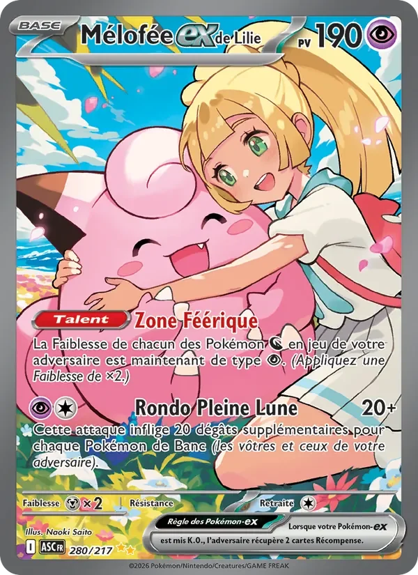Carte Pokémon Mélofée-ex de Lilie 280/295 — Héros Transcendants