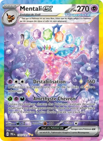 Carte Pokémon Mentali-ex 155/131, extension Évolutions Prismatiques