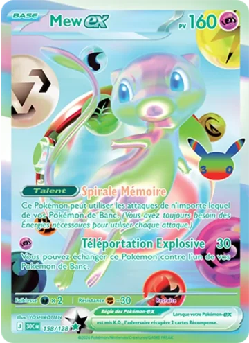 Carte Pokémon Mew-ex 158/128, extension Pokémon 30e Anniversaire