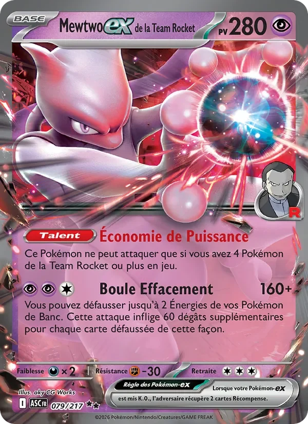Carte Pokémon Mewtwo-ex de la Team Rocket 079/295 — Héros Transcendants
