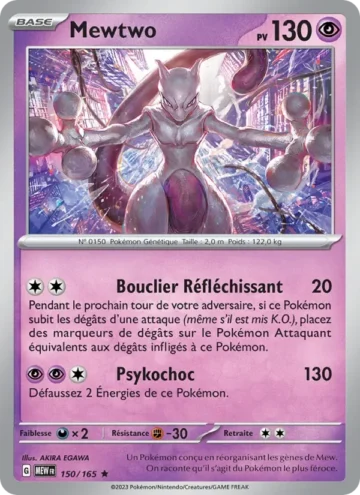 Carte Pokémon Mewtwo 150/165, extension 151