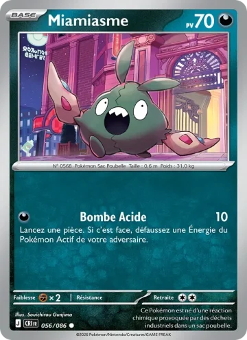 Carte Pokémon Miamiasme 056/086, extension Chaos Ascendant