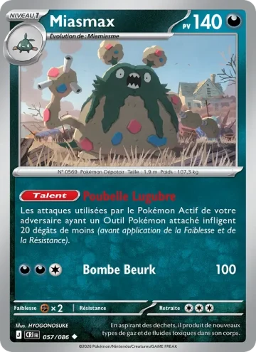 Carte Pokémon Miasmax 057/086, extension Chaos Ascendant