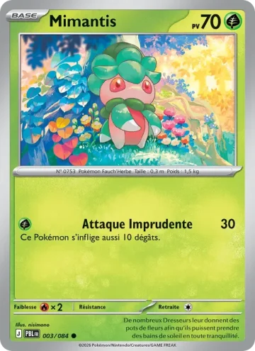Carte Pokémon Mimantis 003/084, extension Nuit Noire
