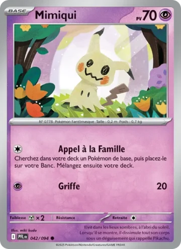 Carte Pokémon Mimiqui 042/094, extension Flammes Fantasmagoriques