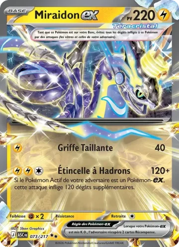 Carte Pokémon Miraidon-ex 073/217, extension Héros Transcendants