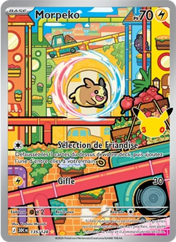 Carte Pokémon Morpeko 135/128, extension Pokémon 30e Anniversaire