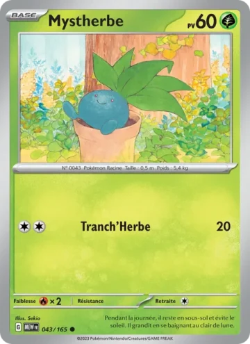 Carte Pokémon Mystherbe 043/165, extension 151