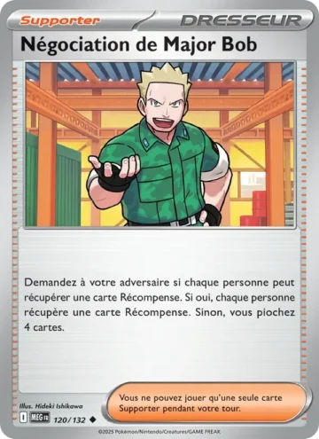 Carte Pokémon Négociation de Major Bob 120/132, extension Méga-Évolution