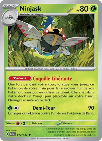 Carte Pokémon Ninjask 017/132, extension Méga-Évolution