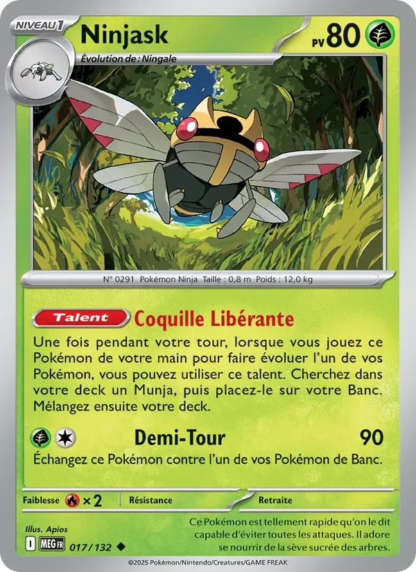 Carte Pokémon Ninjask 017/132 — Méga-Évolution