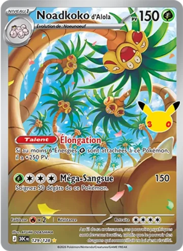 Carte Pokémon Noadkoko d’Alola 129/128, extension Pokémon 30e Anniversaire