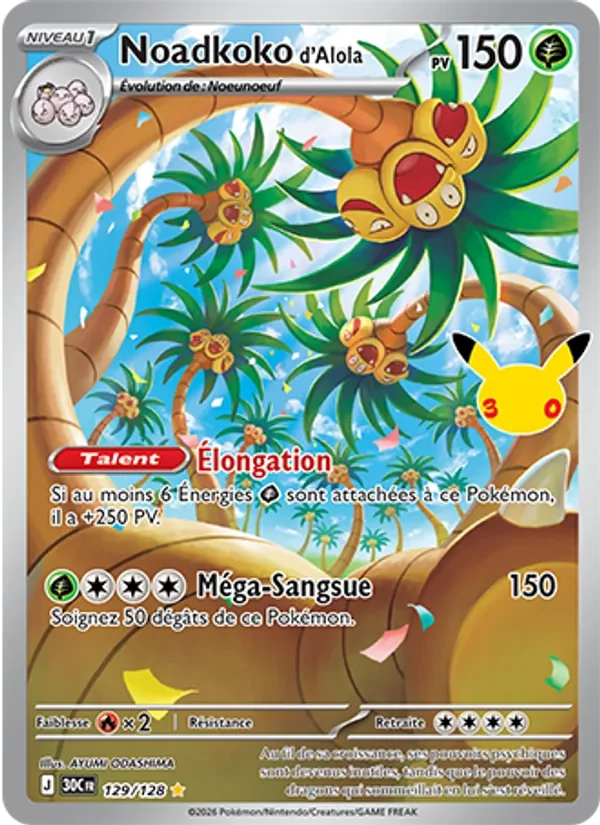 Carte Pokémon Noadkoko d'Alola 129/128 du set 30e Anniversaire