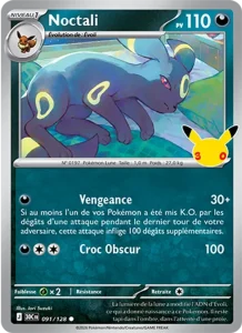Carte Pokémon Noctali 091/128 du set 30e Anniversaire