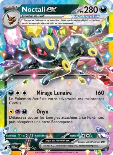 Carte Pokémon Noctali-ex 060/131, extension Évolutions Prismatiques