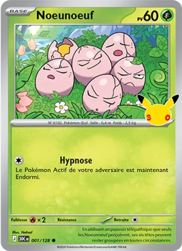 Carte Pokémon Noeunoeuf 001/128, extension Pokémon 30e Anniversaire