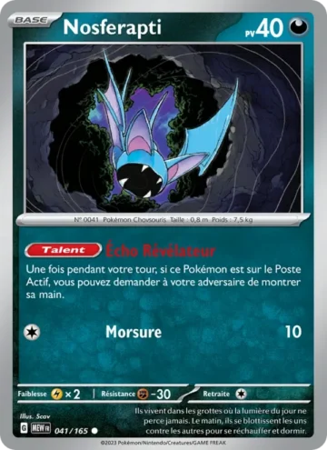 Carte Pokémon Nosferapti 041/165, extension 151