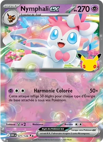 Carte Pokémon Nymphali-ex 071/128, extension Pokémon 30e Anniversaire