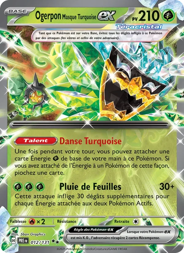 Carte Pokémon Ogerpon Masque Turquoise-ex 012/131 — Évolutions Prismatiques