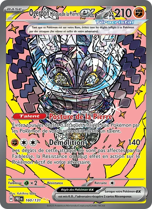 Carte Pokémon Ogerpon Masque de la Pierre-ex 160/131 — Évolutions Prismatiques