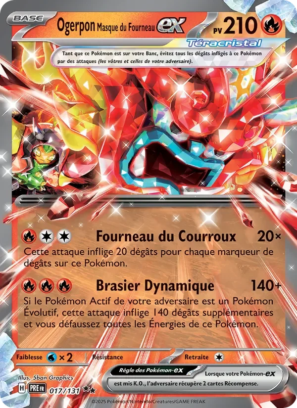Carte Pokémon Ogerpon Masque du Fourneau-ex 017/131 — Évolutions Prismatiques