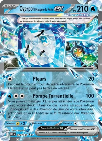 Carte Pokémon Ogerpon Masque du Puits-ex 027/131, extension Évolutions Prismatiques